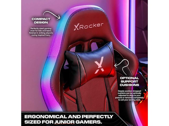 Gamingstoel - x rocker - ergonomisch - aanpasbaar rgb - hoge rugleuning - afbeelding 5 van  10