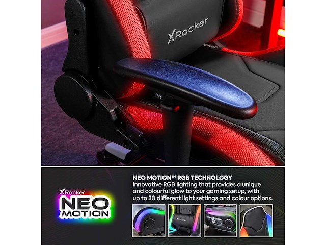 Gamingstoel - x rocker - ergonomisch - aanpasbaar rgb - hoge rugleuning - afbeelding 8 van  10