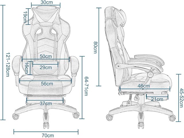 Gamingstoel, ergonomische pu leren bureaustoel - afbeelding 4 van  8
