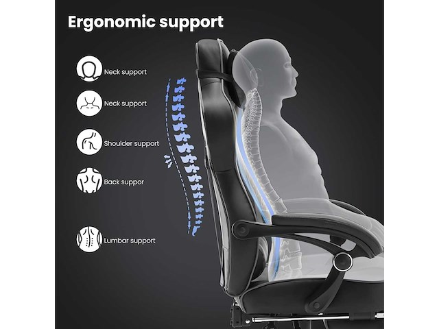 Gamingstoel, ergonomische pu leren bureaustoel - afbeelding 7 van  8