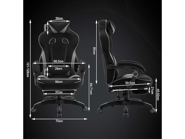 Gamingstoel, ergonomische stoffen bureaustoel - afbeelding 3 van  9
