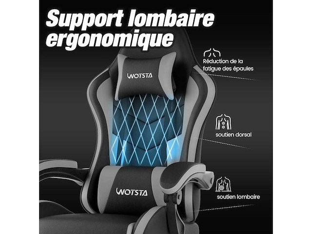 Gamingstoel, gamingstoel met lumbale massage - afbeelding 4 van  7