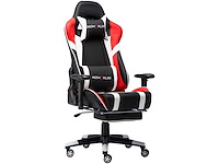Gamingstoel, grote ergonomische hoge rugleuning racestoel met massage-lendensteun en voetsteun - afbeelding 1 van  9