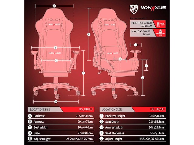 Gamingstoel, grote ergonomische hoge rugleuning racestoel met massage-lendensteun en voetsteun - afbeelding 3 van  9