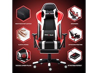 Gamingstoel, grote ergonomische hoge rugleuning racestoel met massage-lendensteun en voetsteun - afbeelding 4 van  9