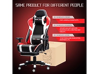 Gamingstoel, grote ergonomische hoge rugleuning racestoel met massage-lendensteun en voetsteun - afbeelding 7 van  9