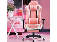 Gamingstoel, grote ergonomische racestoel met hoge rugleuning en massageondersteuning voor de lendensteun en uitschuifbare voetsteun - afbeelding 2 van  4
