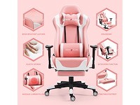 Gamingstoel, grote ergonomische racestoel met hoge rugleuning en massageondersteuning voor de lendensteun en uitschuifbare voetsteun - afbeelding 5 van  7