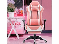 Gamingstoel, grote ergonomische racestoel met hoge rugleuning en massageondersteuning voor de lendensteun en uitschuifbare voetsteun - afbeelding 3 van  7