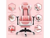 Gamingstoel, grote ergonomische racestoel met hoge rugleuning en massageondersteuning voor de lendensteun en uitschuifbare voetsteun - afbeelding 5 van  7