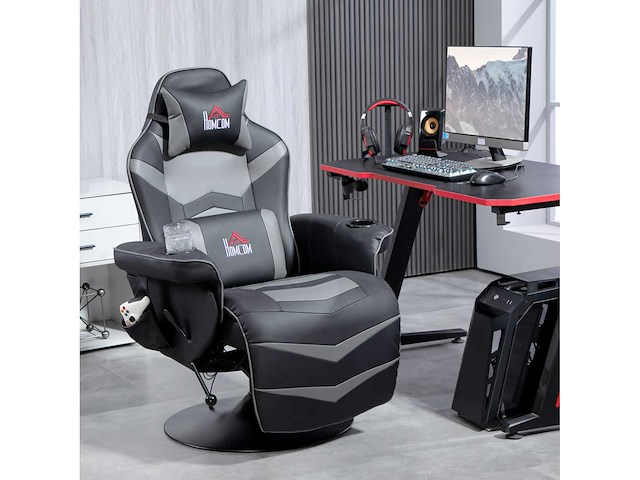 Gamingstoel, massagefunctie, verstelbare rugleuning, voetensteun, tot 120 kg - afbeelding 5 van  9