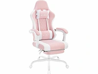 Gamingstoel, massante stoel, met veerkussen, roze+wit - afbeelding 3 van  6