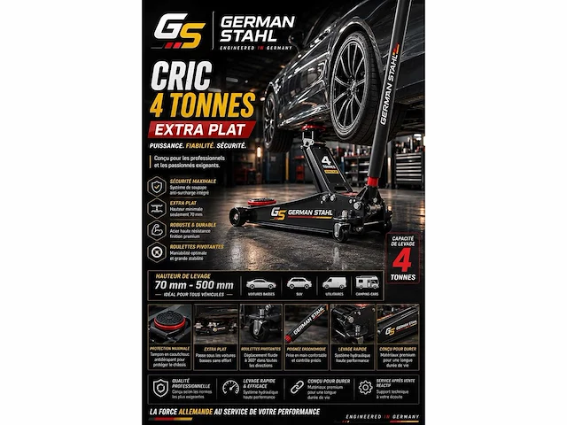 Garagekrik 4t german stahl (10x) - afbeelding 1 van  2