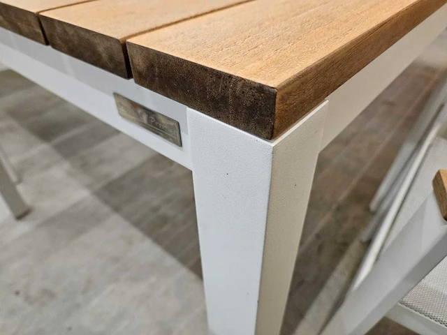Garden prestige - alu tuintafel amsterdam wit 220 x 100cm + teak top - afbeelding 4 van  4