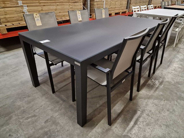 Garden prestige - alu tuintafel cleopatra antraciet mat 220 x 100cm + antraciet glas - afbeelding 1 van  4