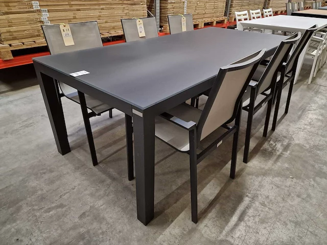 Garden prestige - alu tuintafel cleopatra antraciet mat 220 x 100cm + antraciet glas - afbeelding 1 van  4