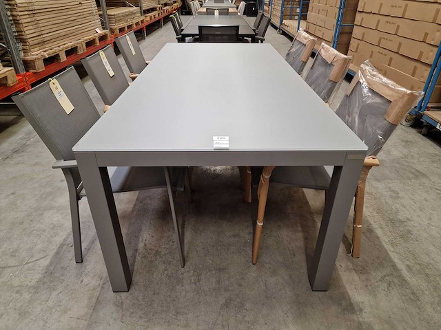 Garden prestige - alu tuintafel cleopatra warm grijs mat 220 x 100cm + lichtgrijs glas - afbeelding 2 van  4