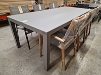 Garden prestige - alu tuintafel cleopatra warm grijs mat 220 x 100cm + lichtgrijs glas - afbeelding 1 van  4