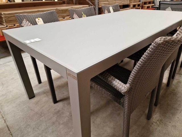Garden prestige - alu tuintafel cleopatra warmgrijs mat 220 x 100cm + lichtgrijs glas - afbeelding 4 van  4