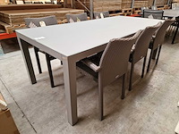 Garden prestige - alu tuintafel cleopatra warmgrijs mat 220 x 100cm + lichtgrijs glas - afbeelding 1 van  3