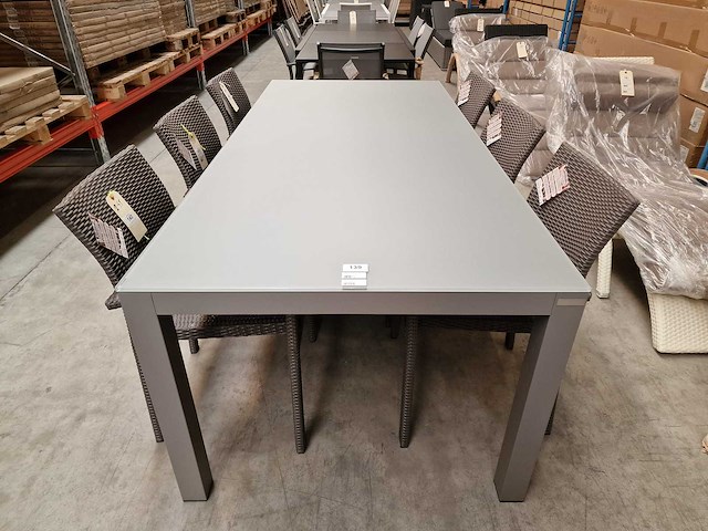Garden prestige - alu tuintafel cleopatra warmgrijs mat 220 x 100cm + lichtgrijs glas - afbeelding 2 van  3