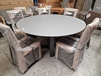 Garden prestige - alu tuintafel elise antraciet dia 150cm - lichtgrijs glas