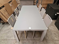 Garden prestige - alu tuintafel geneve mistral grijs mat 220 x 100cm + lichtgrijs glas - afbeelding 3 van  4