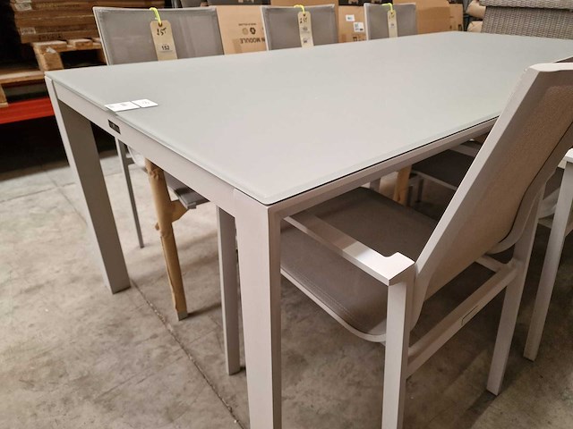 Garden prestige - alu tuintafel geneve mistral grijs mat 220 x 100cm + lichtgrijs glas - afbeelding 4 van  4