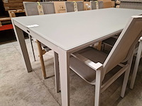 Garden prestige - alu tuintafel geneve mistral grijs mat 220 x 100cm + lichtgrijs glas - afbeelding 4 van  4