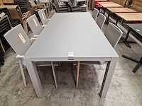 Garden prestige - alu tuintafel geneve mistral grijs mat 220 x 100cm + lichtgrijs glas - afbeelding 2 van  4