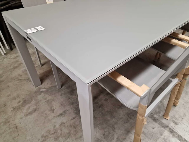 Garden prestige - alu tuintafel geneve mistral grijs mat 220 x 100cm + lichtgrijs glas - afbeelding 4 van  4