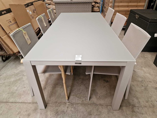 Garden prestige - alu tuintafel geneve mistral grijs mat 220 x 100cm + lichtgrijs glas - afbeelding 1 van  3