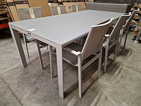 Garden prestige - alu tuintafel geneve mistral grijs mat 220 x 100cm + lichtgrijs glas - afbeelding 1 van  4