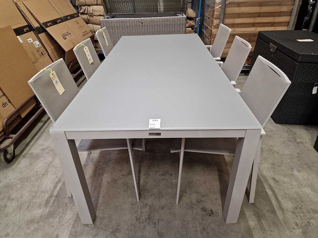 Garden prestige - alu tuintafel geneve mistral grijs mat 220 x 100cm + lichtgrijs glas - afbeelding 2 van  4