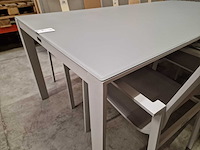 Garden prestige - alu tuintafel geneve mistral grijs mat 220 x 100cm + lichtgrijs glas - afbeelding 4 van  4