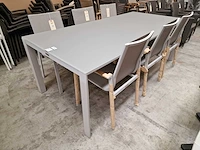 Garden prestige - alu tuintafel geneve mistral grijs mat 220 x 100cm + lichtgrijs glas