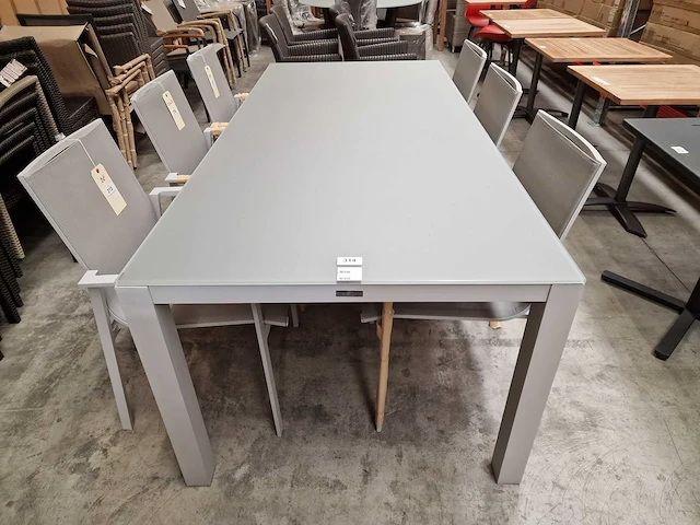 Garden prestige - alu tuintafel geneve mistral grijs mat 220 x 100cm + lichtgrijs glas - afbeelding 2 van  4