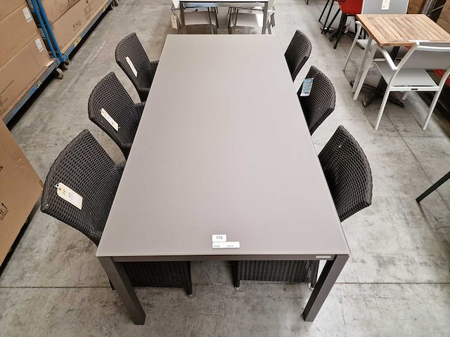 Garden prestige - alu tuintafel juma taupe grijs 220 x 100cm + taupe glas - afbeelding 3 van  4