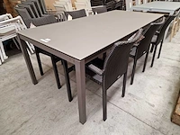 Garden prestige - alu tuintafel juma taupe grijs 220 x 100cm + taupe glas