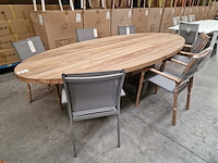 Garden prestige - alu tuintafel ovaal met vintage teak blad 300 x 130cm