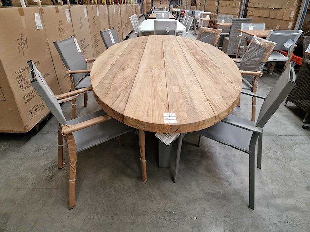 Garden prestige - alu tuintafel ovaal met vintage teak blad 300 x 130cm - afbeelding 2 van  5