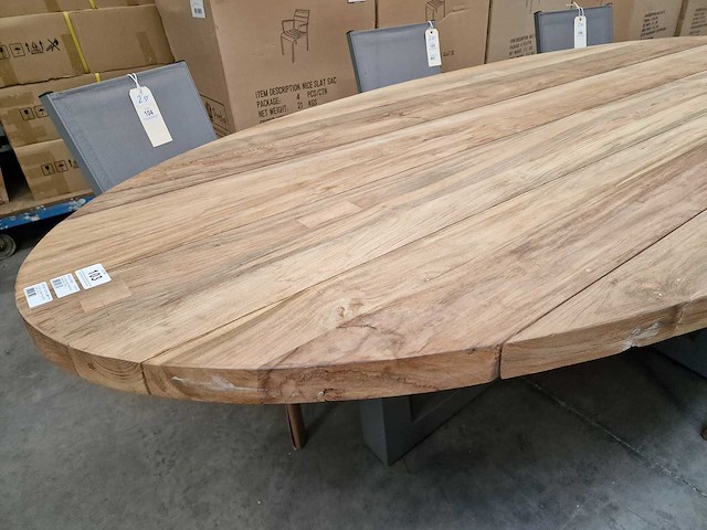 Garden prestige - alu tuintafel ovaal met vintage teak blad 300 x 130cm - afbeelding 4 van  5