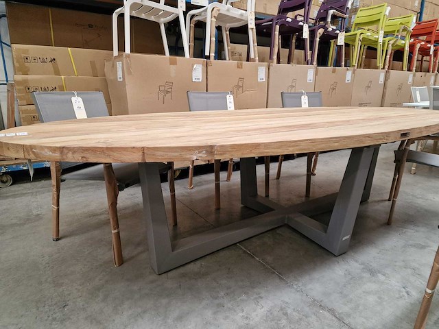 Garden prestige - alu tuintafel ovaal met vintage teak blad 300 x 130cm - afbeelding 5 van  5