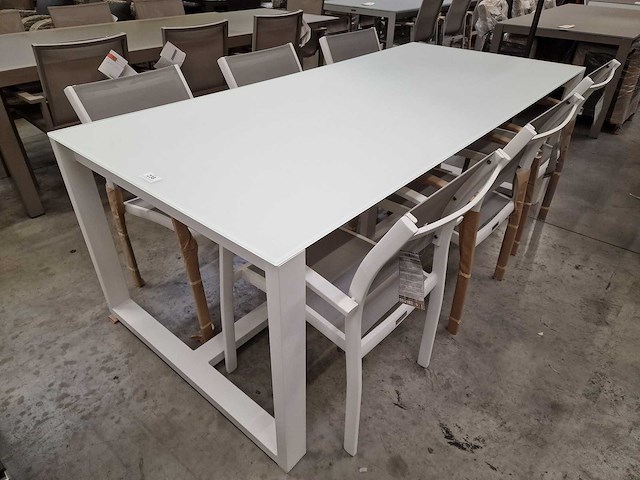 Garden prestige - alu tuintafel rotella wit mat 220 x 100cm + gehard glas wit - afbeelding 1 van  2