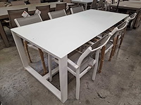 Garden prestige - alu tuintafel rotella wit mat 220 x 100cm + gehard glas wit - afbeelding 1 van  2