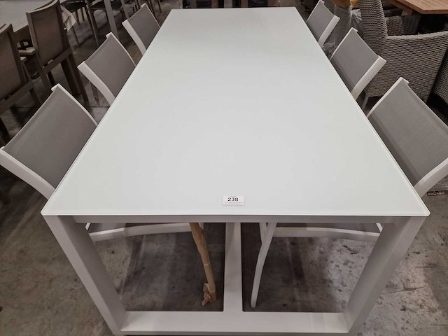 Garden prestige - alu tuintafel rotella wit mat 220 x 100cm + gehard glas wit - afbeelding 2 van  2