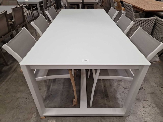 Garden prestige - alu tuintafel rotella wit mat 220 x 100cm + gehard glas wit - afbeelding 1 van  1