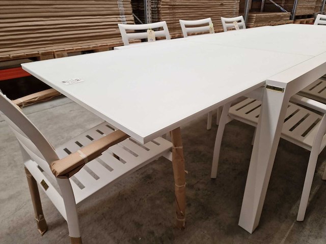 Garden prestige - alu tuintafel uitschuifbaar lissabon wit mat 220-330 x 106cm - afbeelding 6 van  11