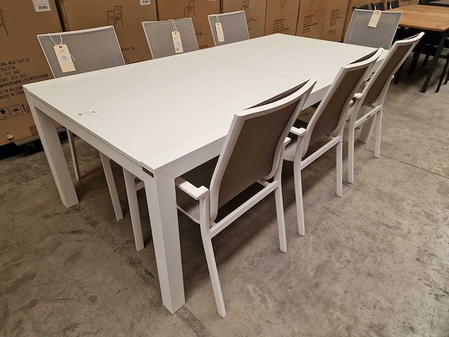 Garden prestige - alu tuintafel uitschuifbaar lissabon wit mat 220-330 x 106cm - afbeelding 9 van  10
