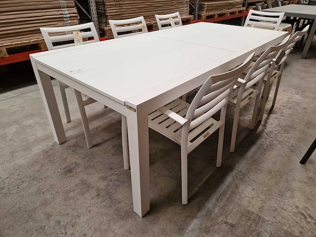 Garden prestige - alu tuintafel uitschuifbaar lissabon wit mat 220-330 x 106cm - afbeelding 10 van  11